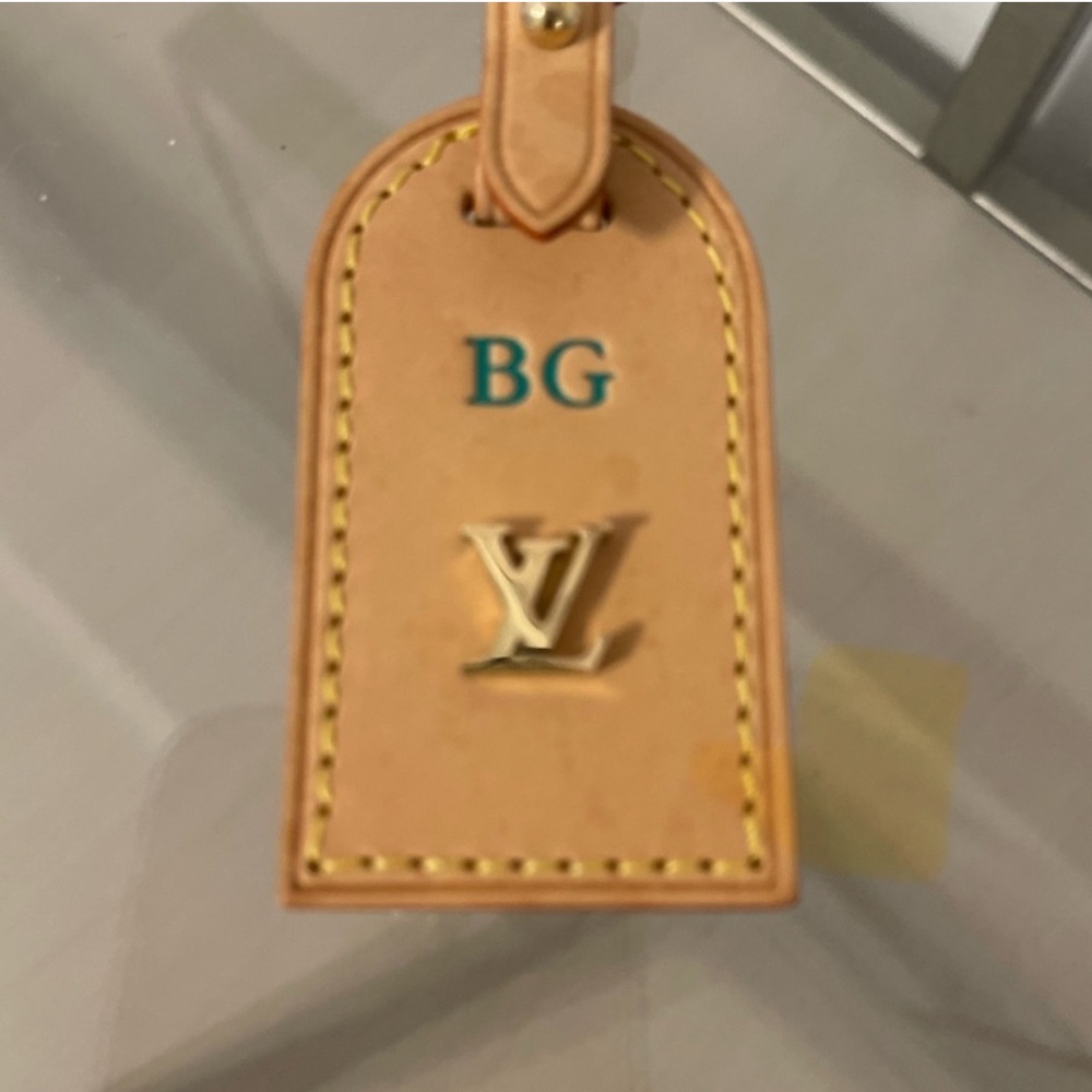 Louis Vuitton Beige Luggage Tag with Gold Logo